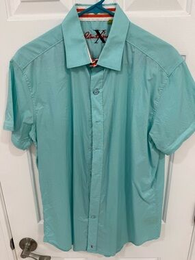 Robert Graham Men’s Short-Sleeve Button-Down Shirt - Aqua